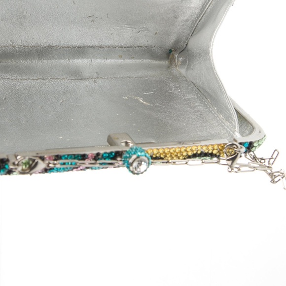 Designer Crystal Embellished Multicolor Evening Minaudière Clutch - Picture 4 of 4